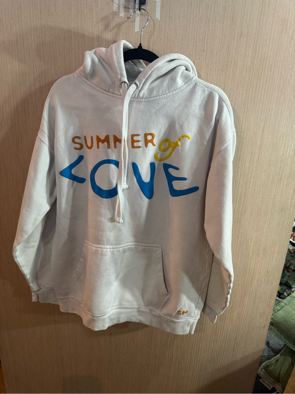 Shawn Mendes "Summer of Love" Cream Hoodie with Blue & Yellow Graphic Size Small